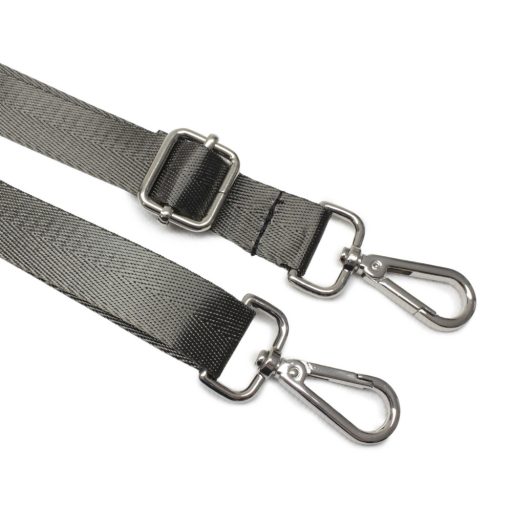 Sötétbarna szatén heveder, 2,5 cm, nikkel