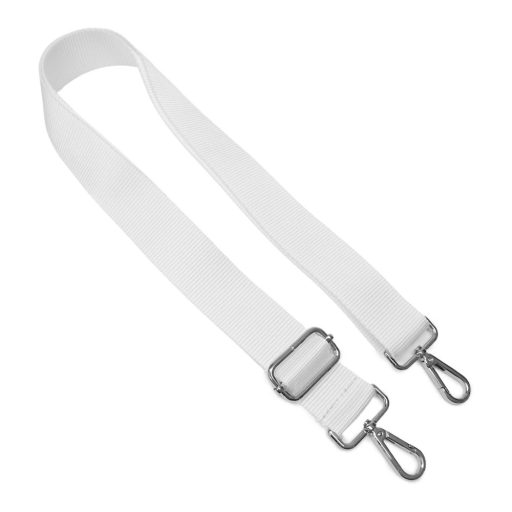 Táska vállpánt fehér polipropilén, 40 mm, nikkel