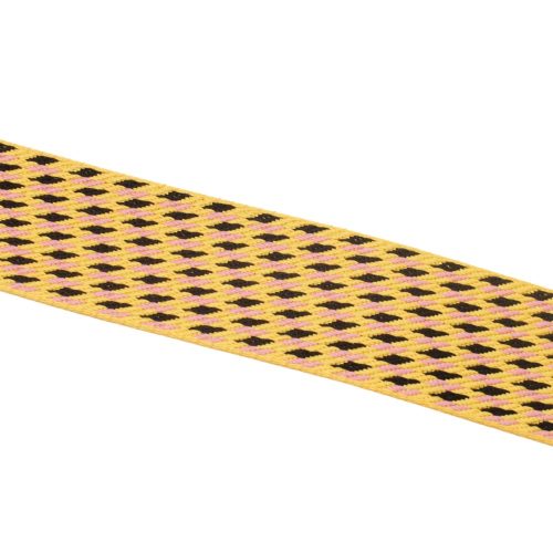 Sárga, geometriai mintás szövött heveder, 50 mm