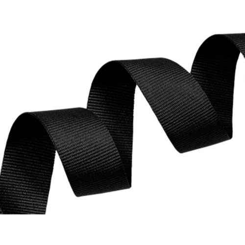 Fekete grosgrain szövésű szalag, szegőpánt, ripsz szalag, 20 mm