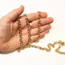 Kerek szemű táska lánc nikkel,  karabinerekkel, 120 cm