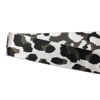   Leopárd mintás fekete fehér színű szatén heveder, 40 mm