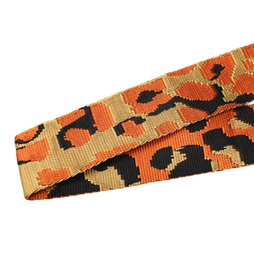Leopárd mintás narancs színű szatén heveder, 40 mm