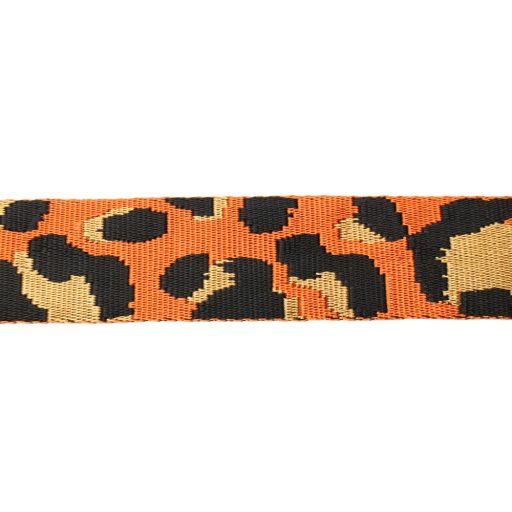 Leopárd mintás narancs színű szatén heveder, 40 mm