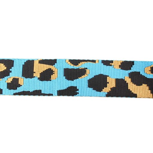 Leopárd mintás türkiz szatén heveder, 40 mm