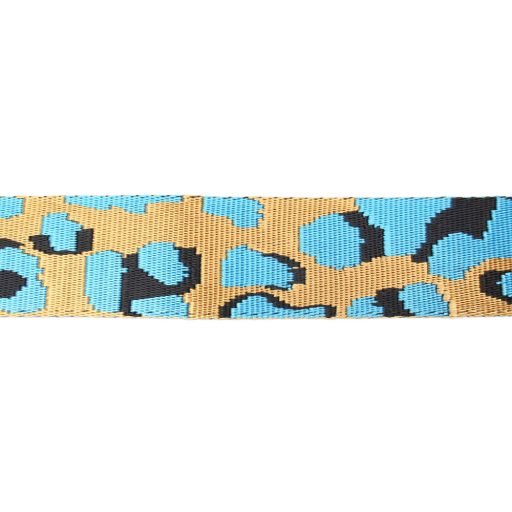 Leopárd mintás türkiz szatén heveder, 40 mm