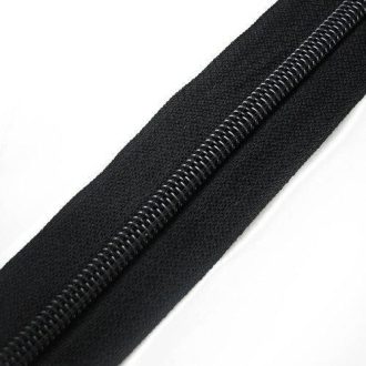 Fekete műanyag spirál cipzár, 85 cm-es darab, RT10
