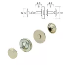 Szegecses, magas mágneszár 10 mm, nikkel