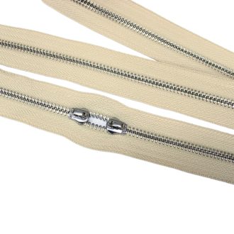 Fém cipzár, T5, nikkel, bézs