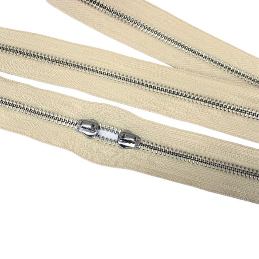 Fém cipzár, T5, nikkel, bézs