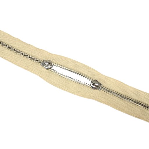 Fém cipzár, T5, nikkel, bézs