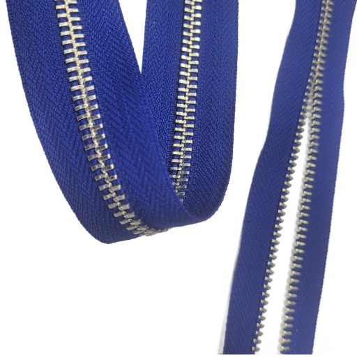 Fém cipzár, T5, királykék, ezüst 