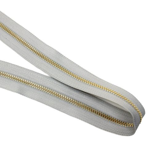 Fém cipzár, T5, arany, szürke