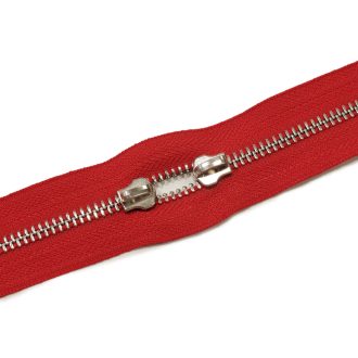 Fém cipzár, T5, nikkel, piros