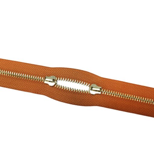 Fém cipzár, T5, karamell, arany