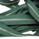 Fém cipzár, T5, nikkel, sötétzöld