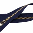 Fém cipzár, T5, arany, sötétkék (560)