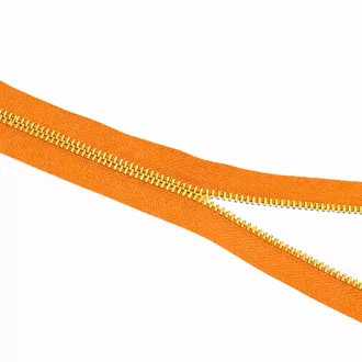 Fém cipzár, T5, narancssárga, arany