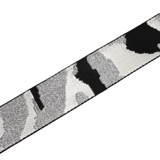 Ezüst-fekete military mintás szövött heveder, 50 mm