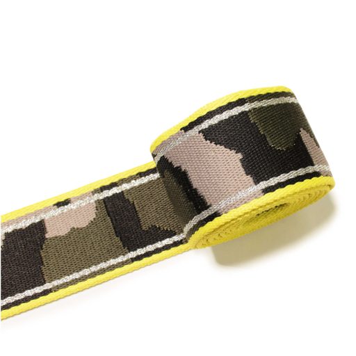 Szürke-fekete military mintás szövött heveder, 50 mm