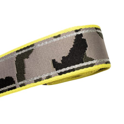 Szürke-fekete military mintás szövött heveder, 50 mm