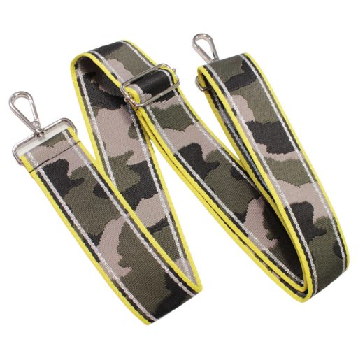 Szürke-fekete military mintás szövött heveder, 50 mm
