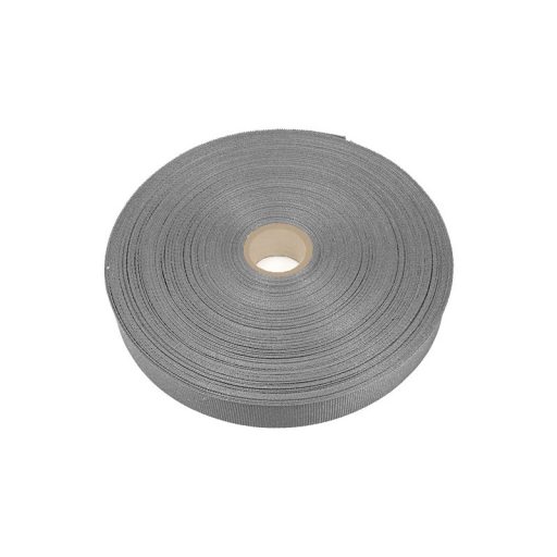 Szürke színű grosgrain szövésű szalag, szegőpánt, ripsz szalag, 20 mm