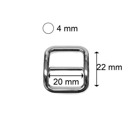 Zamak fix csúszó, 20x22x4 mm, nikkel