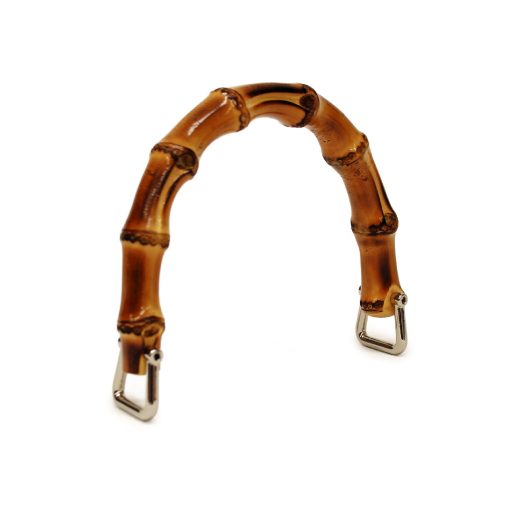 Valódi bambusz táskafül, íves, 11,5 cm, ezüst