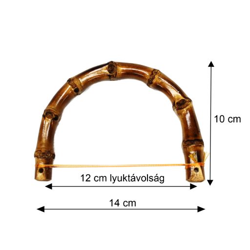 Valódi bambusz táskafül, íves, 11,5 cm, ezüst