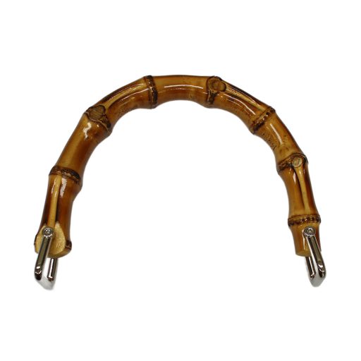 Valódi bambusz táskafül, íves, 11,5 cm, ezüst