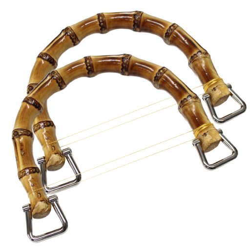 Bambusz táskafül 1 pár, íves, 11,5 cm, ezüst