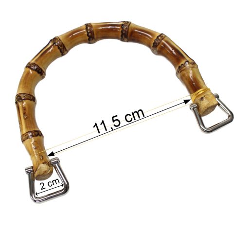 Bambusz táskafül 1 pár, íves, 11,5 cm, ezüst