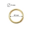 Vas karika, arany, 40 mm x 5 mm