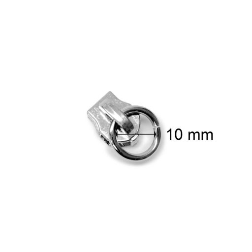 Cipzár kocsi, nikkel, 5 mm-es műanyag cipzárhoz, karikával - RT10