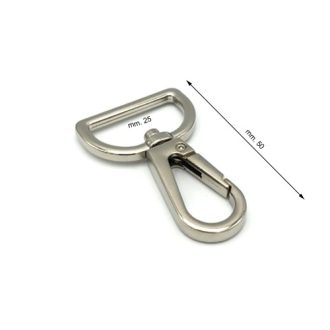 Lapos karabiner, 25 mm, nikkel