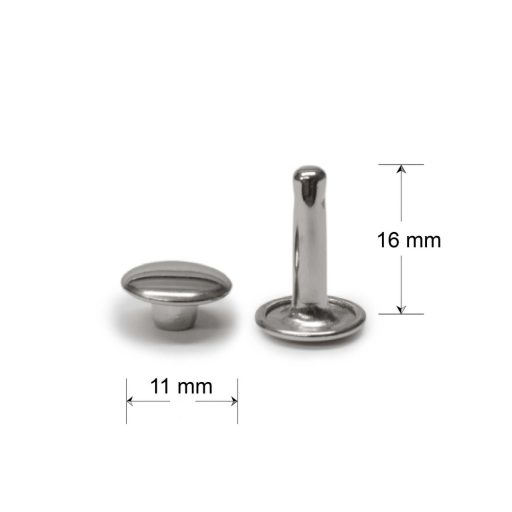 Dupla fejű szegecs, nikkel, 11 x 16 mm
