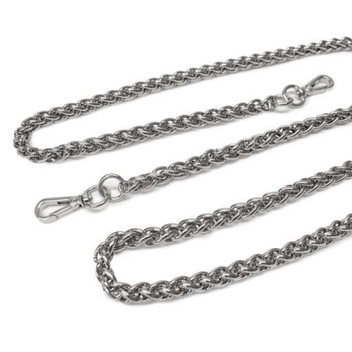 Táska lánc nikkel,  karabinerekkel, 120 cm, kígyólánc