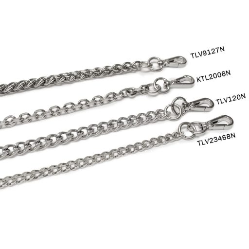 Táska lánc nikkel,  karabinerekkel, 120 cm, kígyólánc