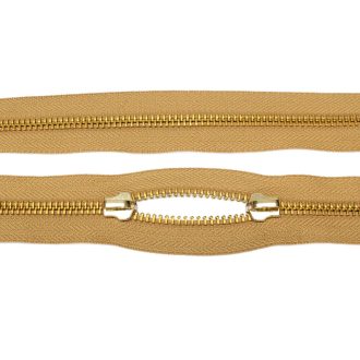 Standard YKK cipzár, bézs, réz, T5