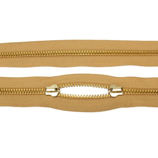 Standard YKK cipzár, bézs, réz, T5