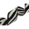 Zebra mintás fekete színű szatén heveder, 40 mm