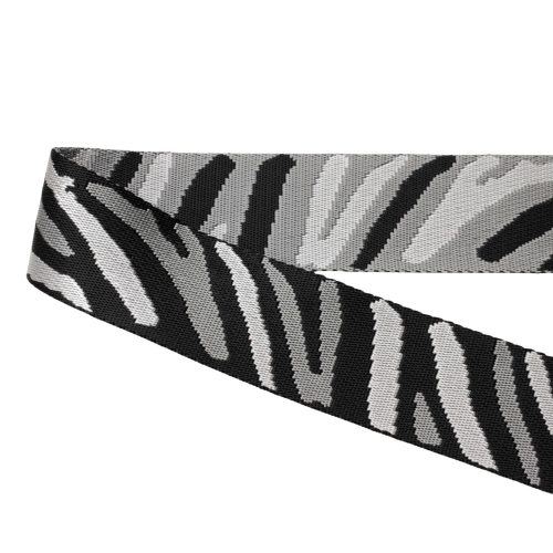 Zebra mintás mintás szövött heveder, fekete-fehér, 50 mm