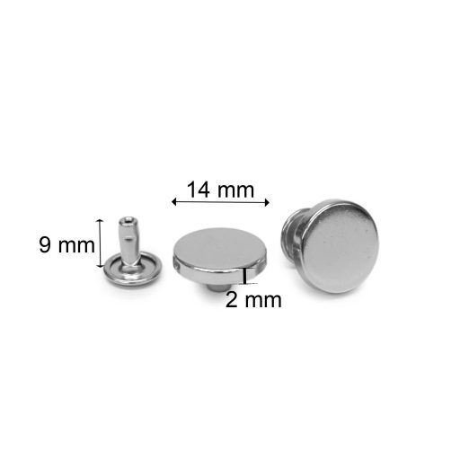 Lapos design szegecs, 14 mm, nikkel